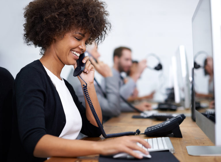 lady on phone in call centre