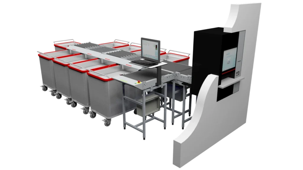 standard flexAMH sorting system with multiple bins
